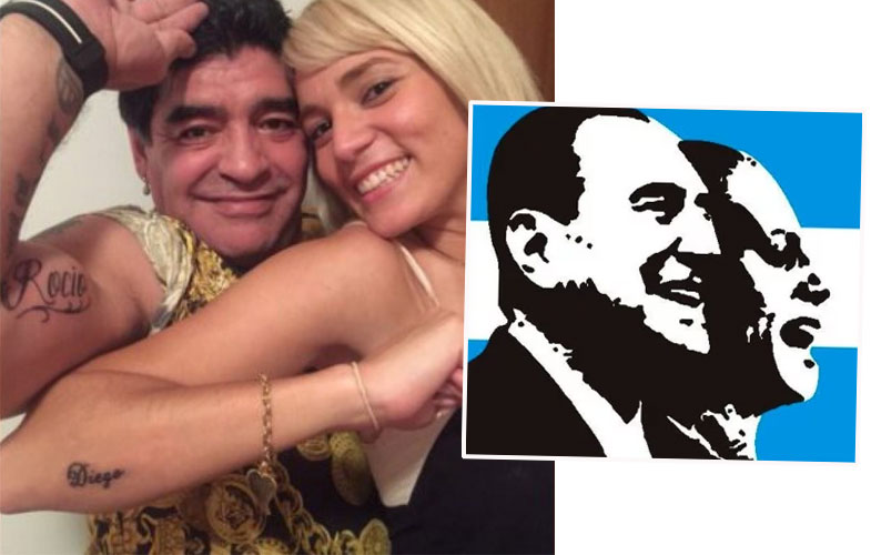 Diego Maradona plasma su amor por Perón y Evita en la piel.