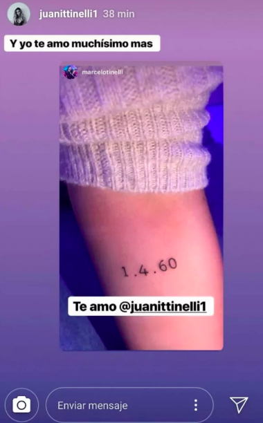 Juanita se tatuó la fecha de nacimiento de Marcelo.