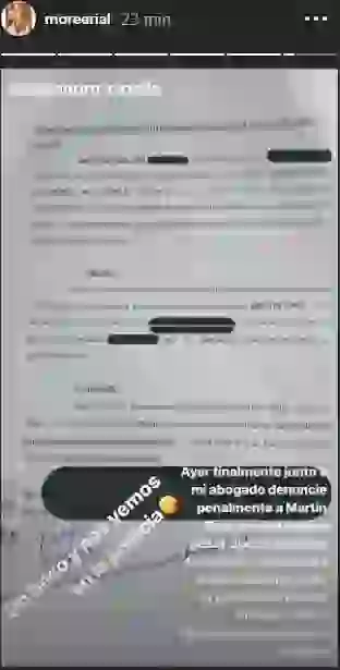 La denuncia que Morena compartió en Instagram.