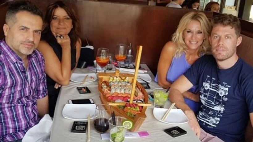 Angel y su pareja, en un almuerzo con Yanina Latorre y Andrea Taboada.