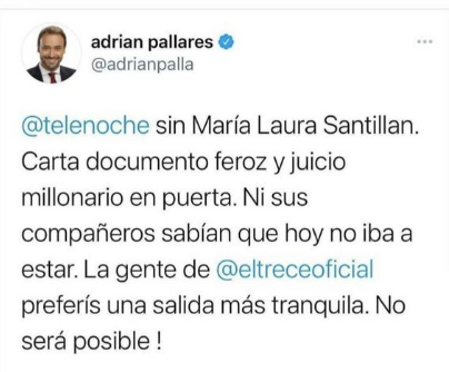 ESTALLA EN MIL PEDAZOS LA INTERNA EN CANAL 13: Maria Laura Santillan demandará a Canal 13 por echarla de Telenoche