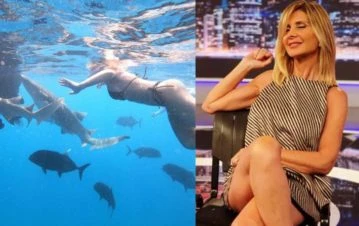 ¡Qué miedo! Las impactantes fotos de Débora Plager nadando con tiburones en las Islas Maldivas