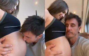 ¡Pura ternura! El video de Pampita y Roberto García Moritán besándole con amor su pancita de 5 meses