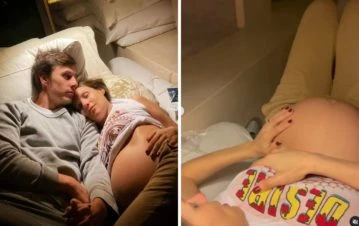 Pampita mostró un video de su súper panza mostrando las pataditas de su beba: "Se quiere escapar"