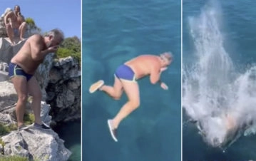 El video del accidentado "clavado" de Donato de Santis en el mar durante sus vacaciones en Italia