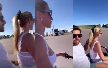 ¡Súper enamorada! Nicole Neumann mostró que su novio Manu Urcera le enseñó a andar en moto