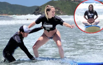 El peligroso deporte que Mica Viciconte hizo en las playas de Brasil embarazada de 20 semanas