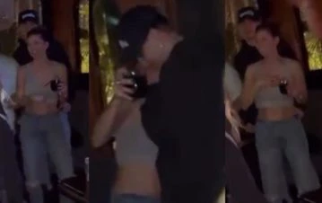 ¡Hay amor! La China Suárez blanqueó con Rusherking a puro beso en una fiesta de amigos