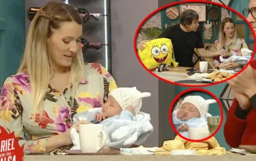 Mica Viciconte llevó a su bebé Luca por primera vez a la tele y se lo presentó a Ariel Rodríguez Palacios: "Es un..."