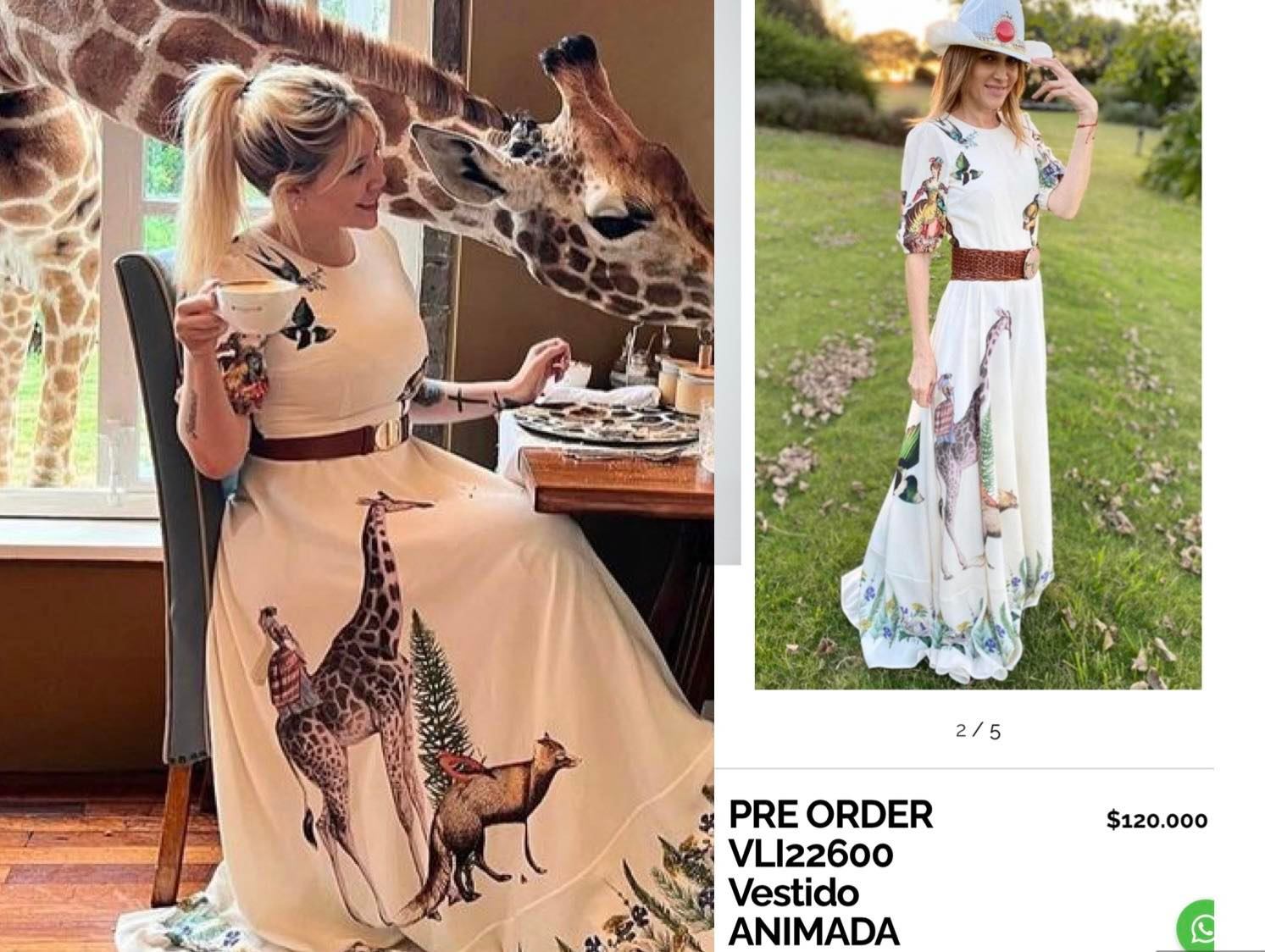 El vestido «de jirafas» que usó Wanda Nara en África es de Verónica Lozano,  sale una fortuna y trajo problemas – Revista Paparazzi