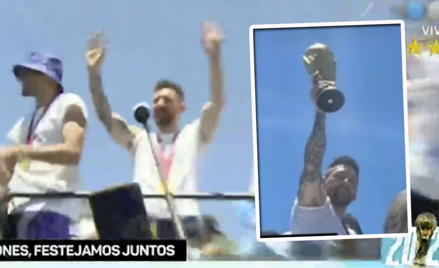 Messi cantó con la gente