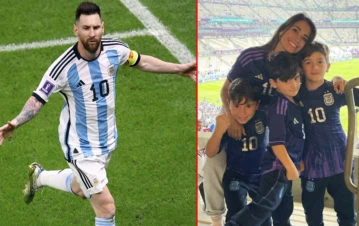 El festejo de Antonela Roccuzzo tras la clasificación de a la final de la Selección Argentina