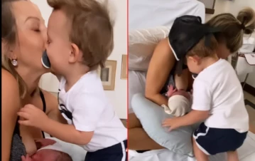 Noelia Marzol fue mamá de Alfonsina y compartió el video del momento en el que sus hijos se conocieron