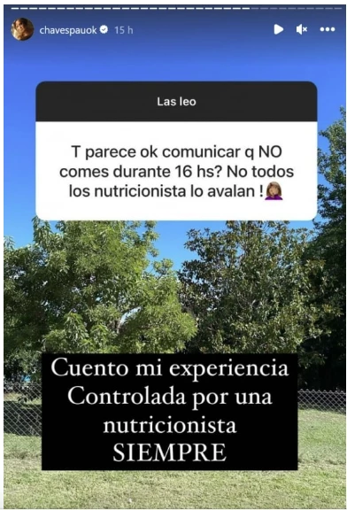 Paula Chaves le respondió a la crítica de un usuario