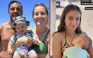 ¡Ternura total! Mica Viciconte compartió las fotos de Indiana, la hija de Poroto y Nicole, cuidando y durmiendo a Luca Cubero
