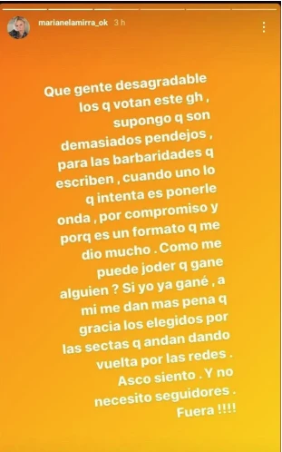 La crítica de Marianela Mirra a Gran Hermano