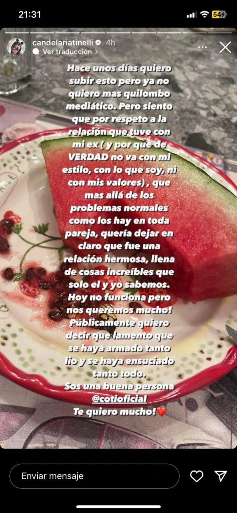 El mensaje de Cande a Coti