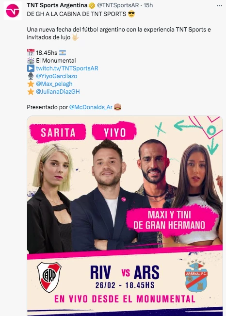 EL AVISO DE TNT SPORTS QUE HIZO EXPLOTAR A LA GENTE DE BRONCA E INDIGNACION. PARA MUCHOS, MAXI Y TINI NO ESTAN PREPARADOS PARA COMENTAR UN PARTIDO Y LE SACARAN LUGAR A DOS PERIODISTAS.