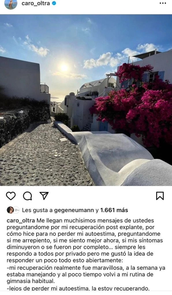 Carolina Oltra hablo de su explante mamario