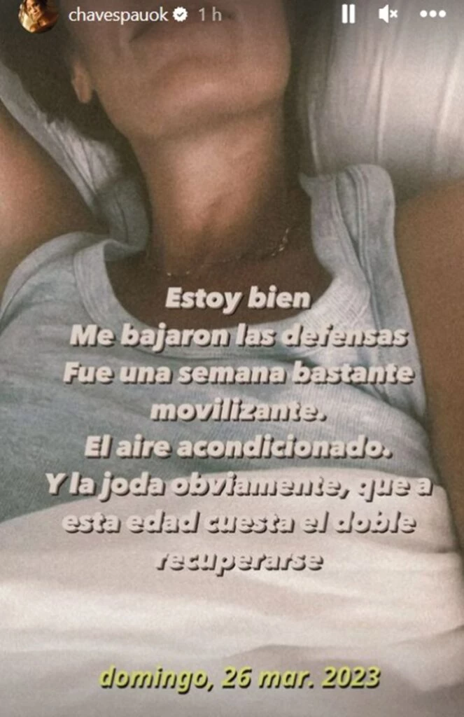 Paula Chaves y su estado de salud