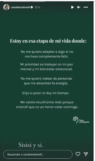 El posteo triste de Cande Tinelli