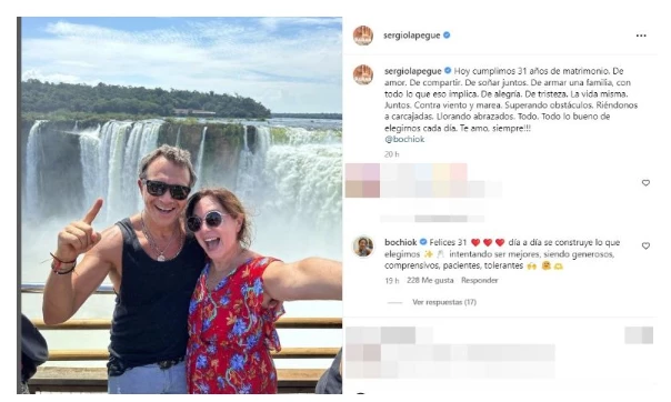 El posteo de Lapegüe para su esposa