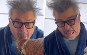 ¡Para el Guiness! Donato de Santis se comió una medialuna de 60 centímetros de largo