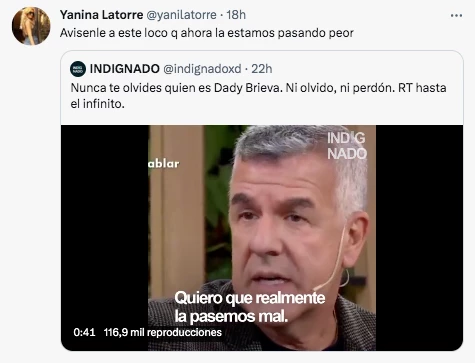 Yanina Latorre trató de loco a Dady Brieva