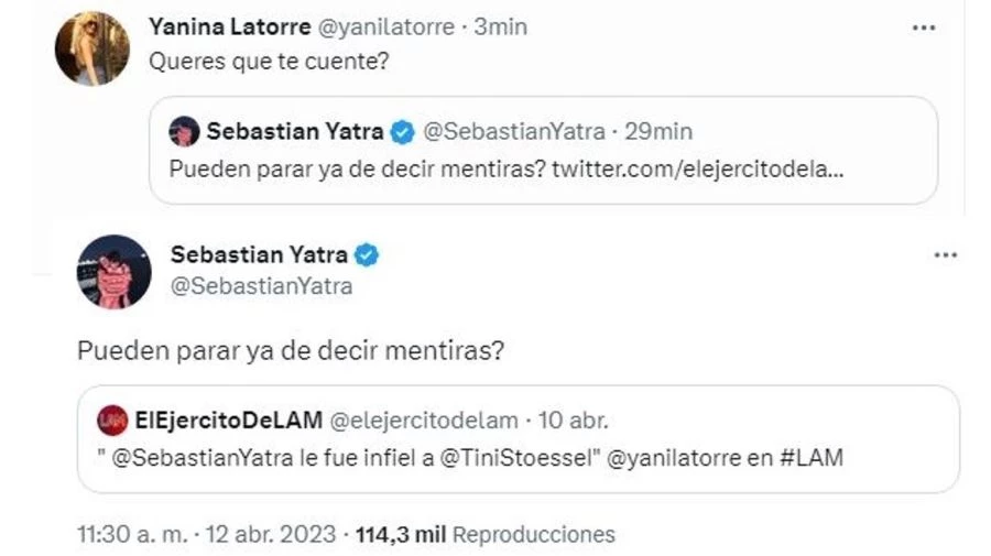 Sebastián Yatra desmintió a Yanina Latorre