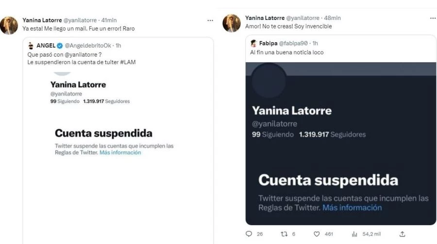Yanina Latorre recuperó su Twitter