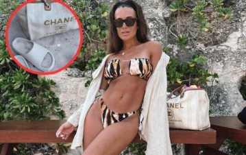 Revelan el precio del hermoso bolso playero que usó Camila Homs en Playa del Carmen