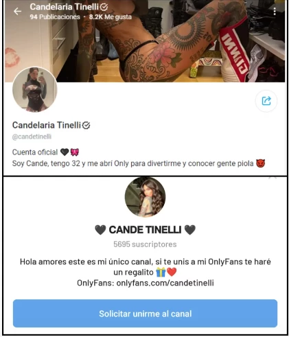 La cuenta de Cande Tinelli en Only