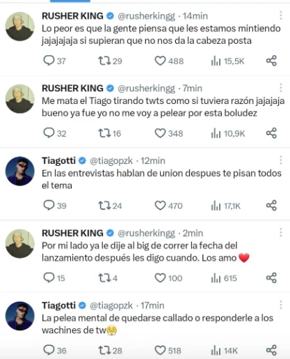 El tenso cruce entre Rusherking y Tiago Pzk