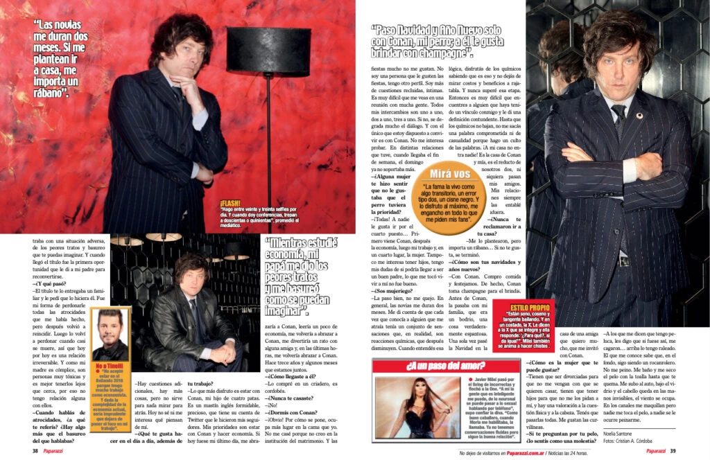 EN AGOSTO DE 2018, PAPARAZZI FUE LA PRIMERA REVISTA QUE ENTREVISTO A JAVIER MILEI. UNA MAS, Y VAN...
