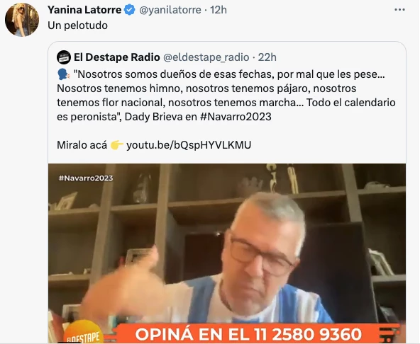 EL INSULTO DE YANINA LATORRE A DADY BRIEVA.