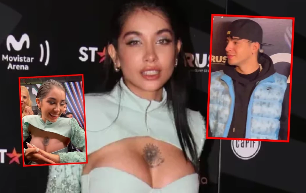 María Becerra y Rusherking, juntos en la alfombra roja de los Premios Gardel.