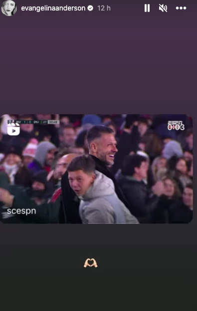 Evangelina Anderson feliz con su hijo y Demichelis