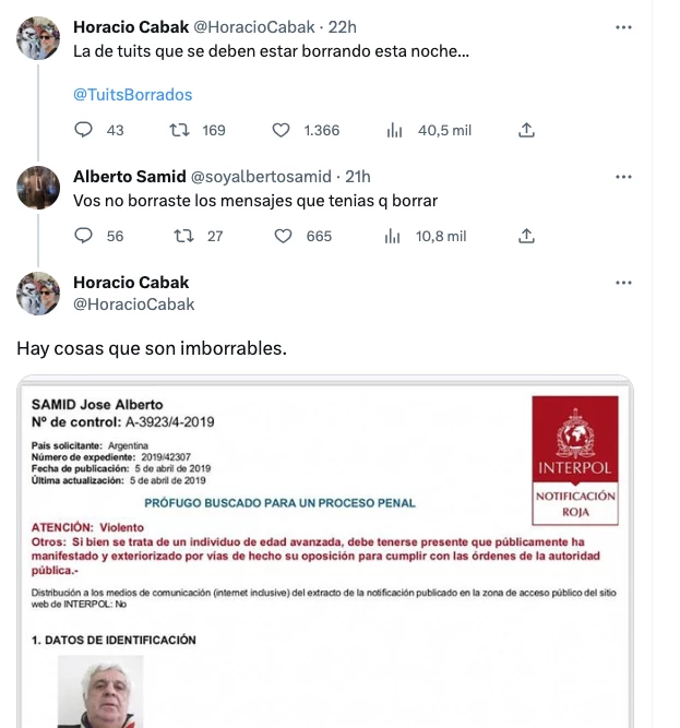 El cruce de Horacio Cabak y Alberto Samid