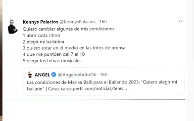 Las exigencias de Kennys Palacios para el Bailando