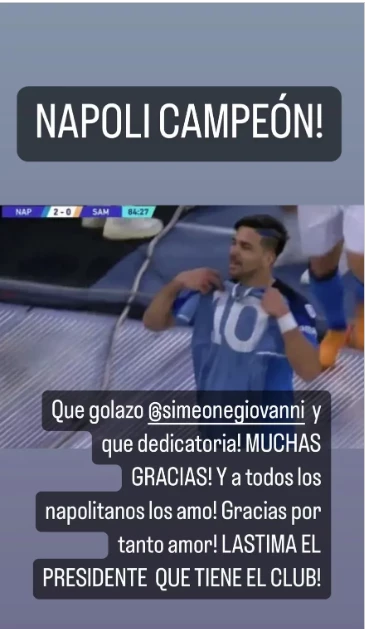 Dalma Maradona le pegó al presidente del Napoli