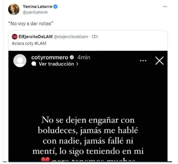 Yanina irónica con Coti