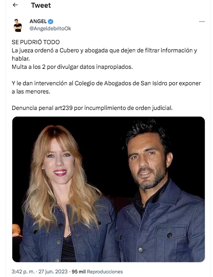 De Brito informó que Cubero está en problemas con la jueza