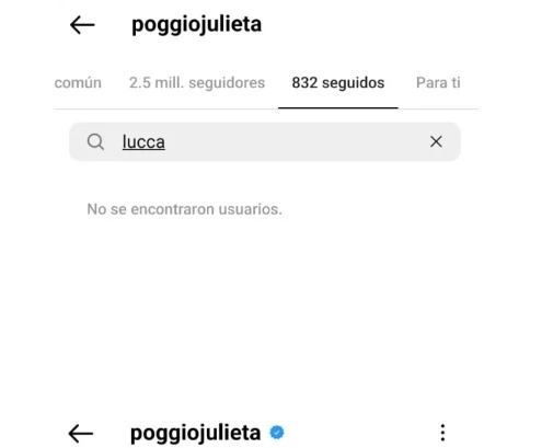 Julieto Poggio le quitó el follow a  su ex