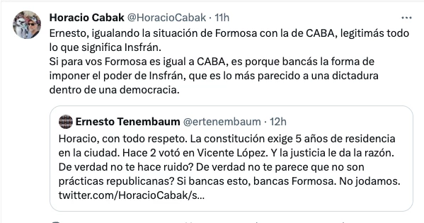 DE ESTA FORMA SIGUIO EL CRUCE DE CABAK Y TENEMBAUM.