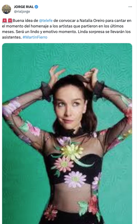 Jorge Rial sacó a la luz la sorpresa de Natalia Oreiro en los Martín Fierro