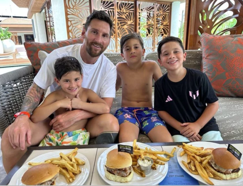 La hamburguesa que Messi comió en Miami junto a sus hijos