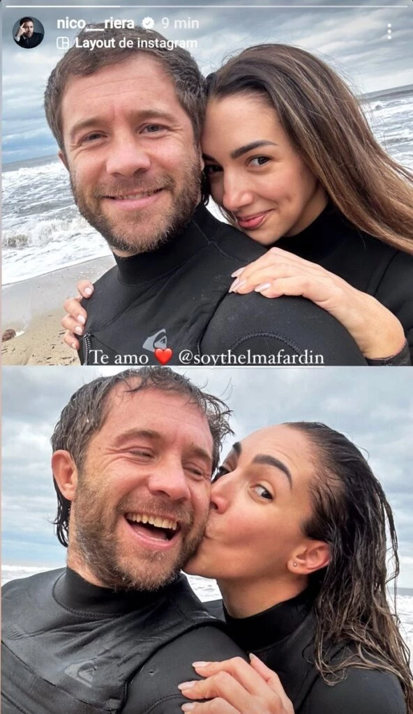 EL PAR DE FOTOS CON EL QUE THELMA FARDIN Y TACHO RIERA BLANQUEARON SU ROMANCE.