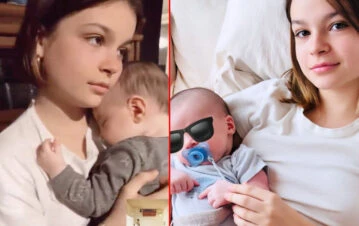 El emotivo video de Muna Pauls durmiendo a su hermanito de 5 meses