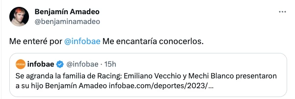 BENJAMIN AMADEO RECIBIO DE BUEN MODO A SU "HOMONIMO".