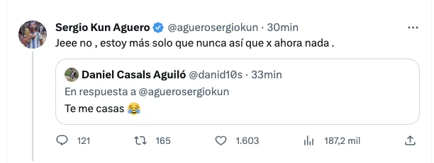 El Kun Agüero blanqueó su separación